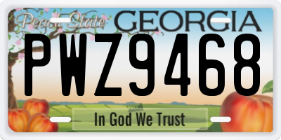 GA license plate PWZ9468
