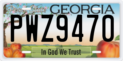 GA license plate PWZ9470
