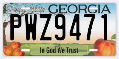 GA license plate PWZ9471