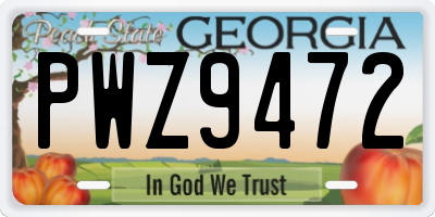 GA license plate PWZ9472