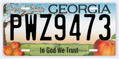 GA license plate PWZ9473