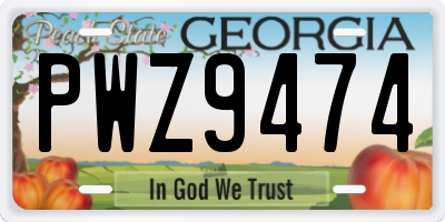 GA license plate PWZ9474