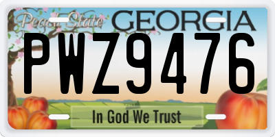 GA license plate PWZ9476
