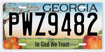 GA license plate PWZ9482
