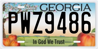 GA license plate PWZ9486