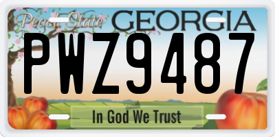 GA license plate PWZ9487