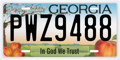 GA license plate PWZ9488
