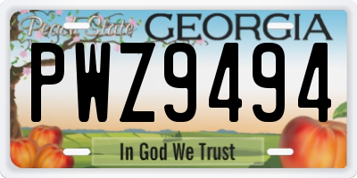 GA license plate PWZ9494