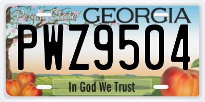 GA license plate PWZ9504