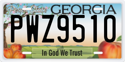GA license plate PWZ9510