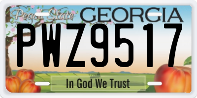 GA license plate PWZ9517