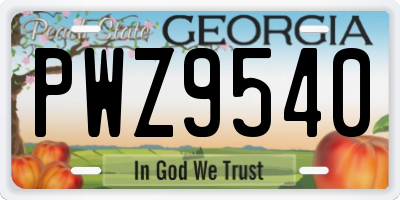 GA license plate PWZ9540