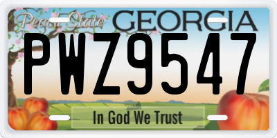 GA license plate PWZ9547