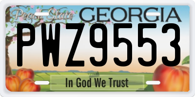 GA license plate PWZ9553