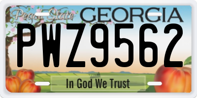 GA license plate PWZ9562