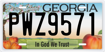 GA license plate PWZ9571