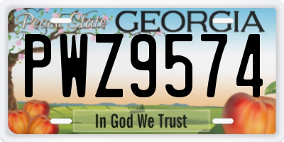 GA license plate PWZ9574