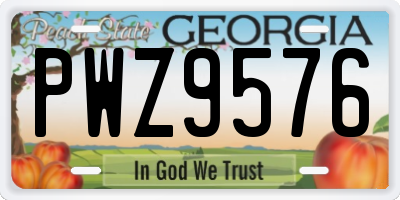GA license plate PWZ9576