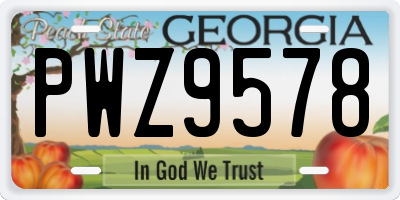 GA license plate PWZ9578