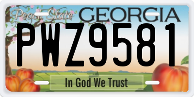 GA license plate PWZ9581