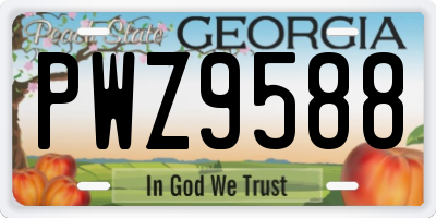 GA license plate PWZ9588
