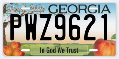 GA license plate PWZ9621