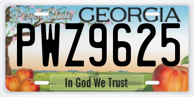 GA license plate PWZ9625