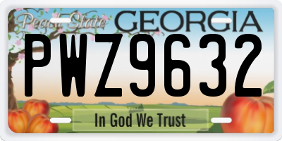 GA license plate PWZ9632