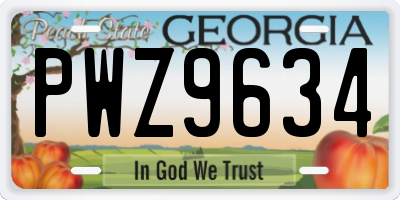 GA license plate PWZ9634