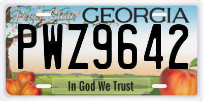 GA license plate PWZ9642