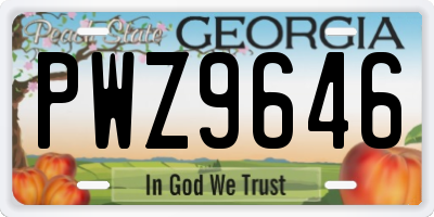 GA license plate PWZ9646