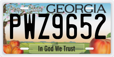 GA license plate PWZ9652