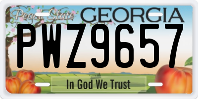 GA license plate PWZ9657