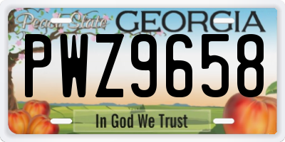 GA license plate PWZ9658