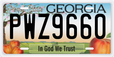 GA license plate PWZ9660
