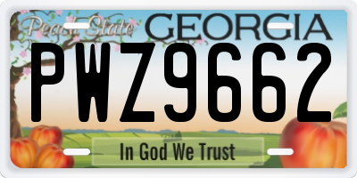 GA license plate PWZ9662