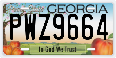 GA license plate PWZ9664