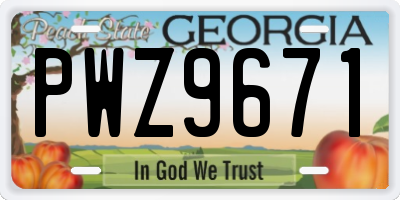 GA license plate PWZ9671
