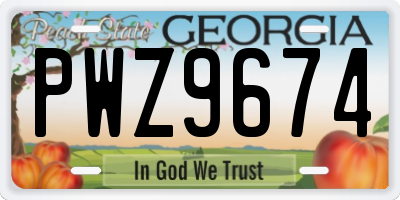 GA license plate PWZ9674