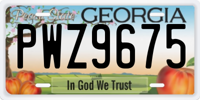 GA license plate PWZ9675