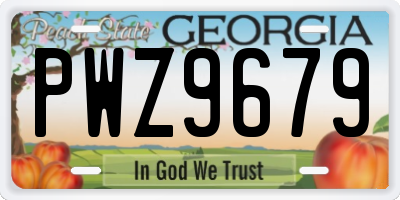 GA license plate PWZ9679