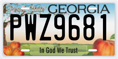 GA license plate PWZ9681