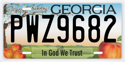GA license plate PWZ9682