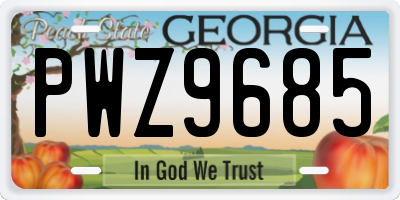 GA license plate PWZ9685