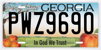 GA license plate PWZ9690