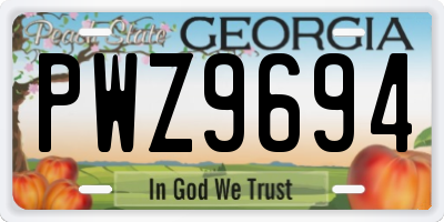 GA license plate PWZ9694