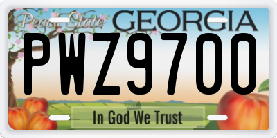 GA license plate PWZ9700