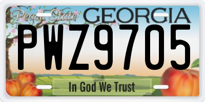 GA license plate PWZ9705