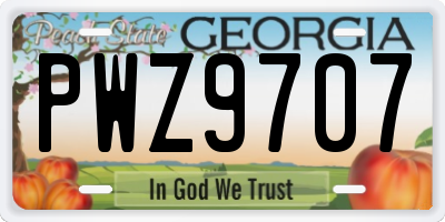 GA license plate PWZ9707