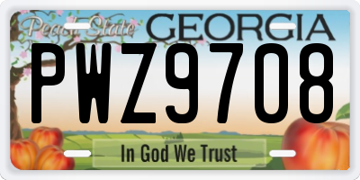 GA license plate PWZ9708